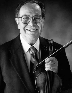 Portrait of late professor Leopold LaFosse holding a baroque violin