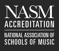 white text on black says NASM accreditation National Association of Schools of Music
