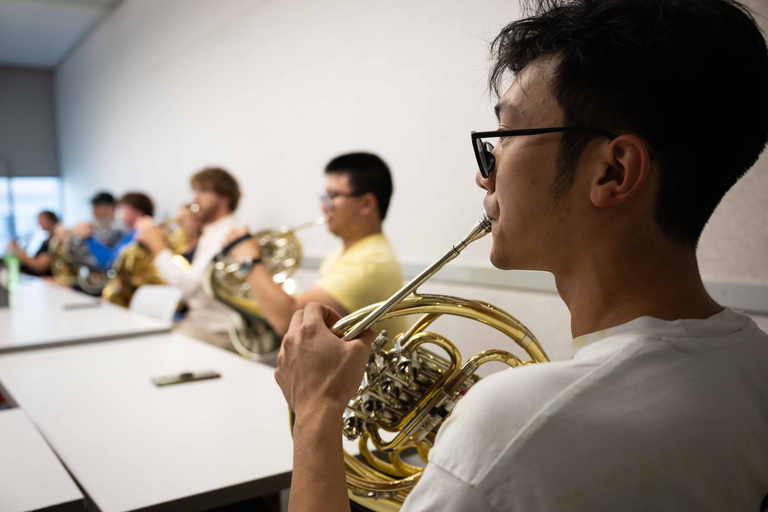 students in French Horn class