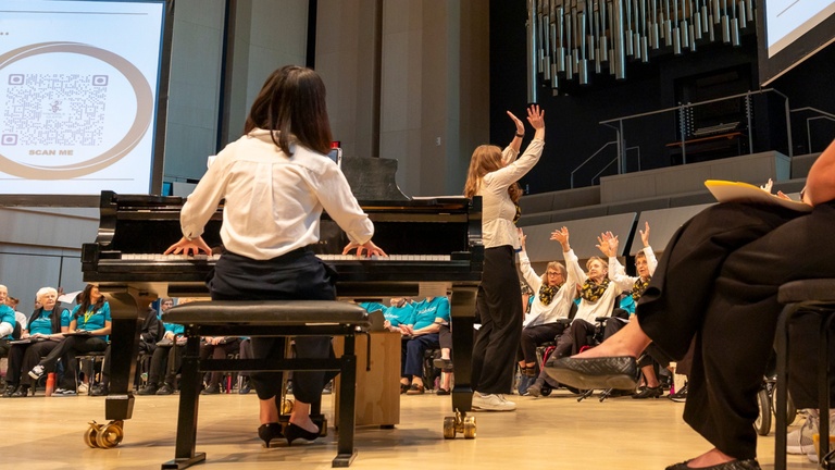 pianist performing with a choir