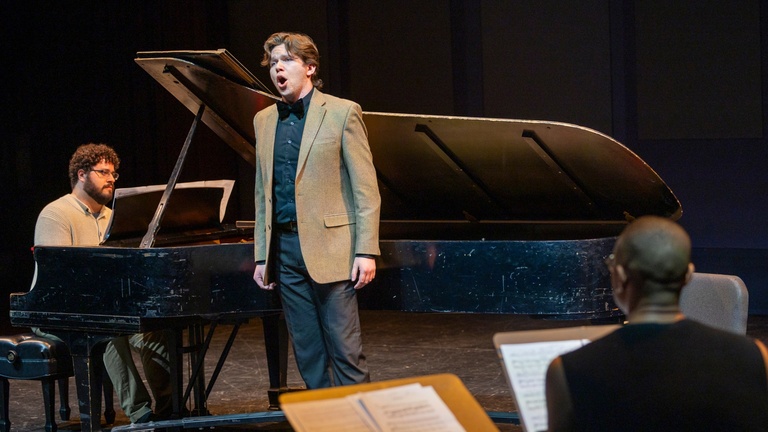 A pianist and vocalist performing in Stark Opera Studio
