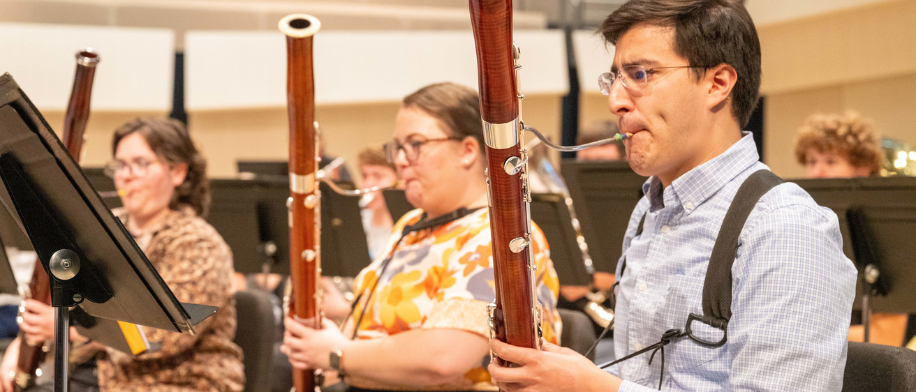 student musicians playing in the double-reed section