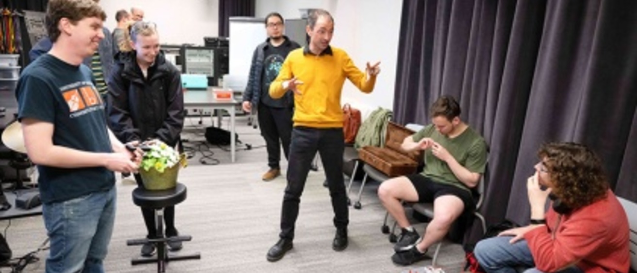 Jean-François Charles teaching students in the Digital Musical Instruments course