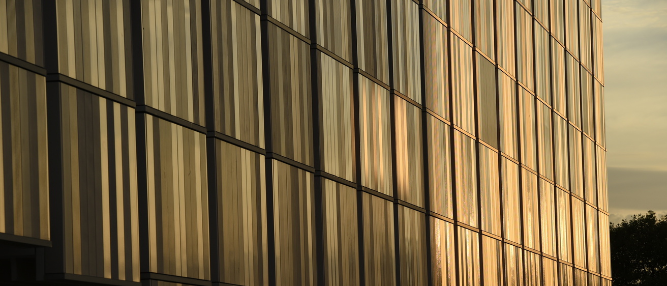 sunset image of voxman music building