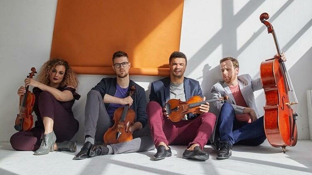 Members of PUBLIQuartet: (from left) Jannina Norpoth, violin; Nick Revel, viola; Curtis Stewart, violin; and Hamilton Berry, cello