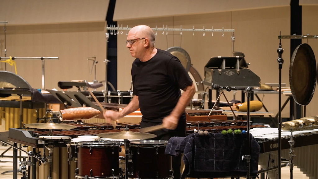 Steven Schick performing during his residency at the University of Iowa School of Music