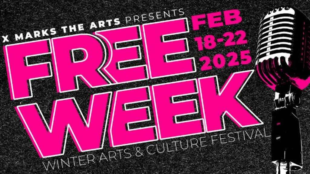 Free Week graphic in hot pink and black